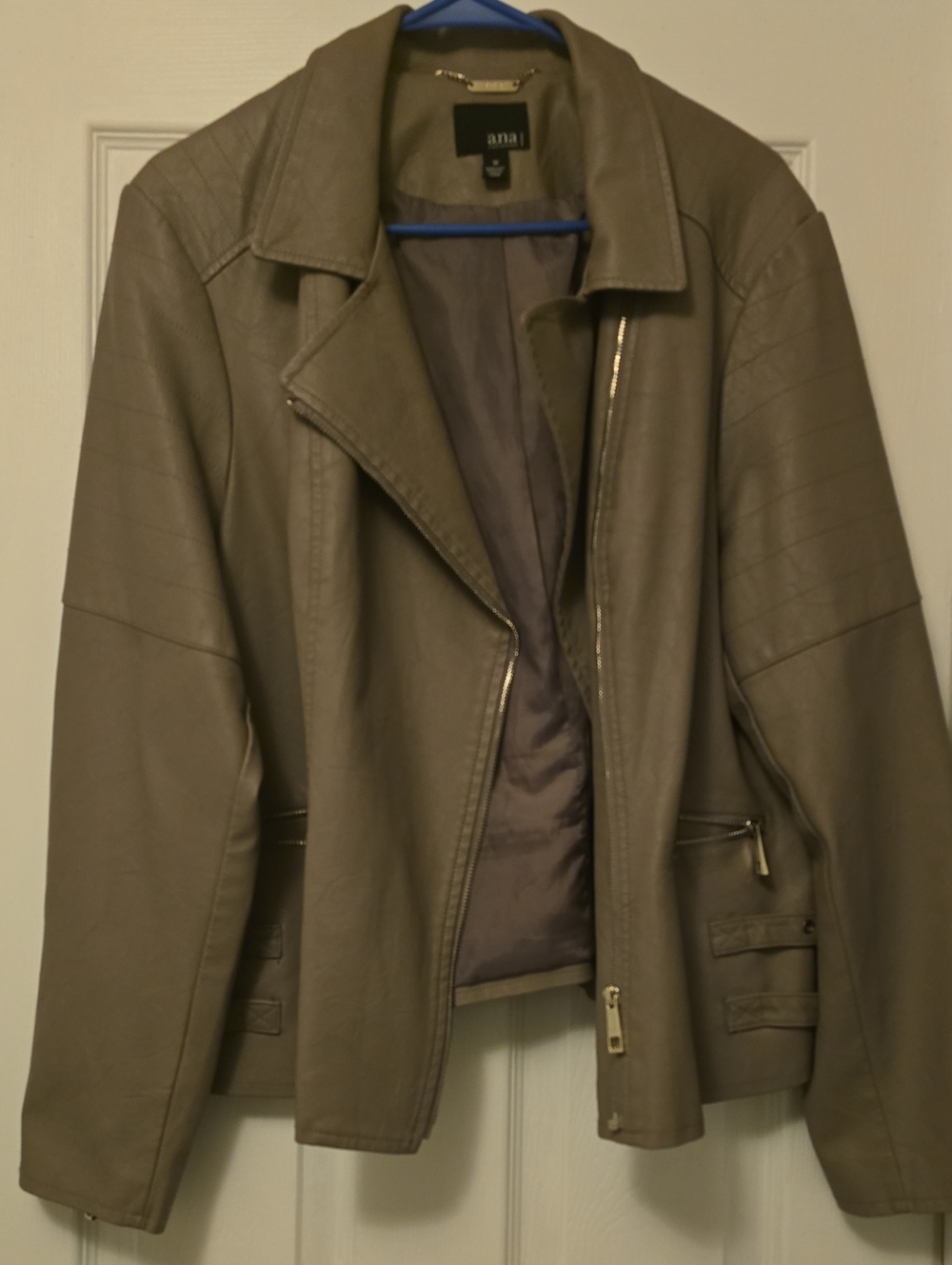 a.n.a Taupe Faux Leather Moto-Style Jacket